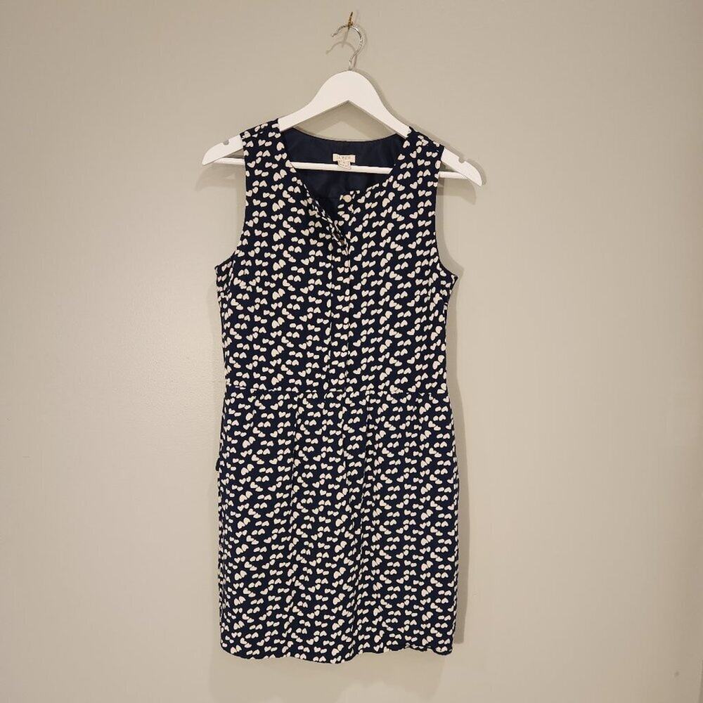 J. Crew Navy White Heart Sleeveless Dress - Size 6